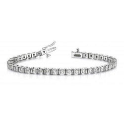 Women Sparkling 4 Ct Round Cut Real Diamonds Tennis Bracelet White Gold