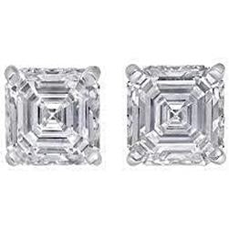 Women Stud Earring Asscher Cut Natural Diamond 2 Carats Gold 14K New
