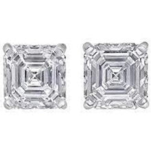 Women Stud Earring Asscher Cut Natural Diamond 2 Carats Gold 14K New