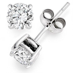 Women Stud Earrings 2.50 Ct Real Round Brilliant Cut Diamonds White Gold