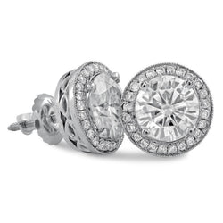 Women Stud Halo Earrings 4.90 Carats Brilliant Genuine Diamond 14K White Gold