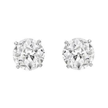 Women Studs Earring 2.50 Ct Old Mine Cut Real Diamonds White Gold