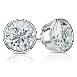 Women Studs Earring 4.00 Carats Natural Diamonds Gold White 14K New