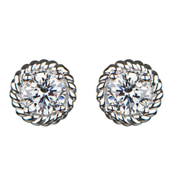 Women Studs Earrings 3 Ct Round Real Brilliant Cut Diamonds White Gold 14K