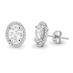 Women Studs Earrings 3.10 Carats Real Prong Set Diamonds White Gold 14K