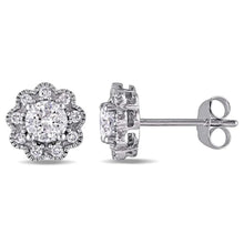 Women Studs Earrings 3.20 Carats Round Cut Real Diamonds Pave Halo Gold 14K