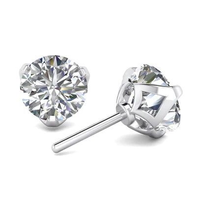 Women Studs Earrings 4.40 Carats Real Diamond Gold White 14K