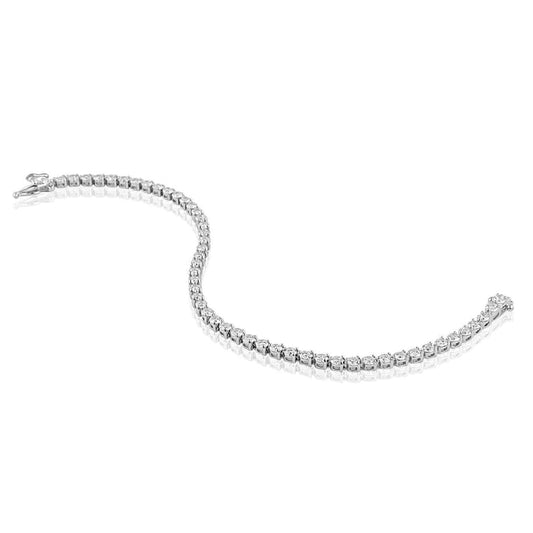 Women Tennis Bracelet 3.50 Carats Small Natural Diamonds White Gold 14K New