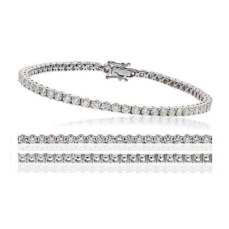 Women Tennis Bracelet 6.50 Carats Round Small Real Diamonds White Gold 14K