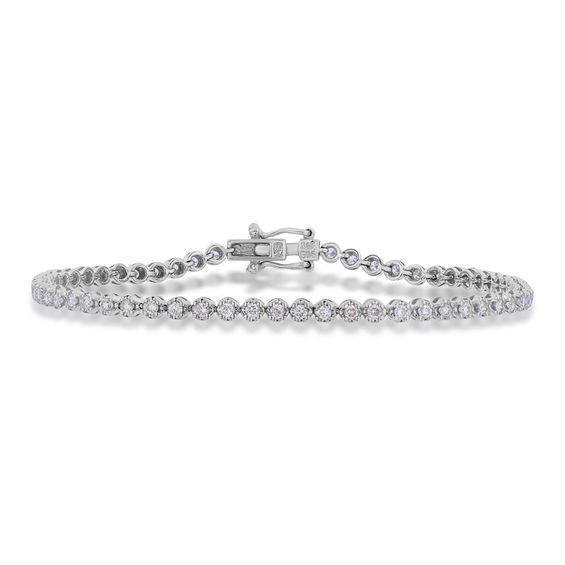 Women Tennis Bracelet Sparkling Natural Diamond White Gold 14K 5.40 Carats