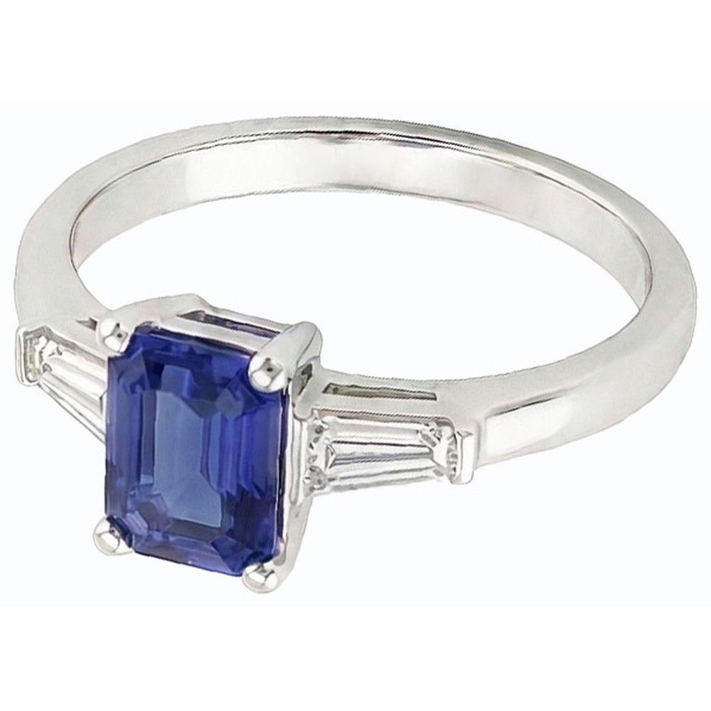 natural emerald sapphire 1.75ct ring top view
