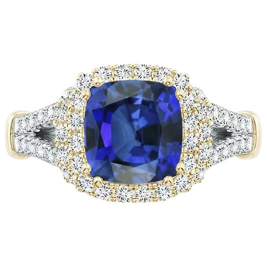 natural round sapphire 3.25ct ring side angle