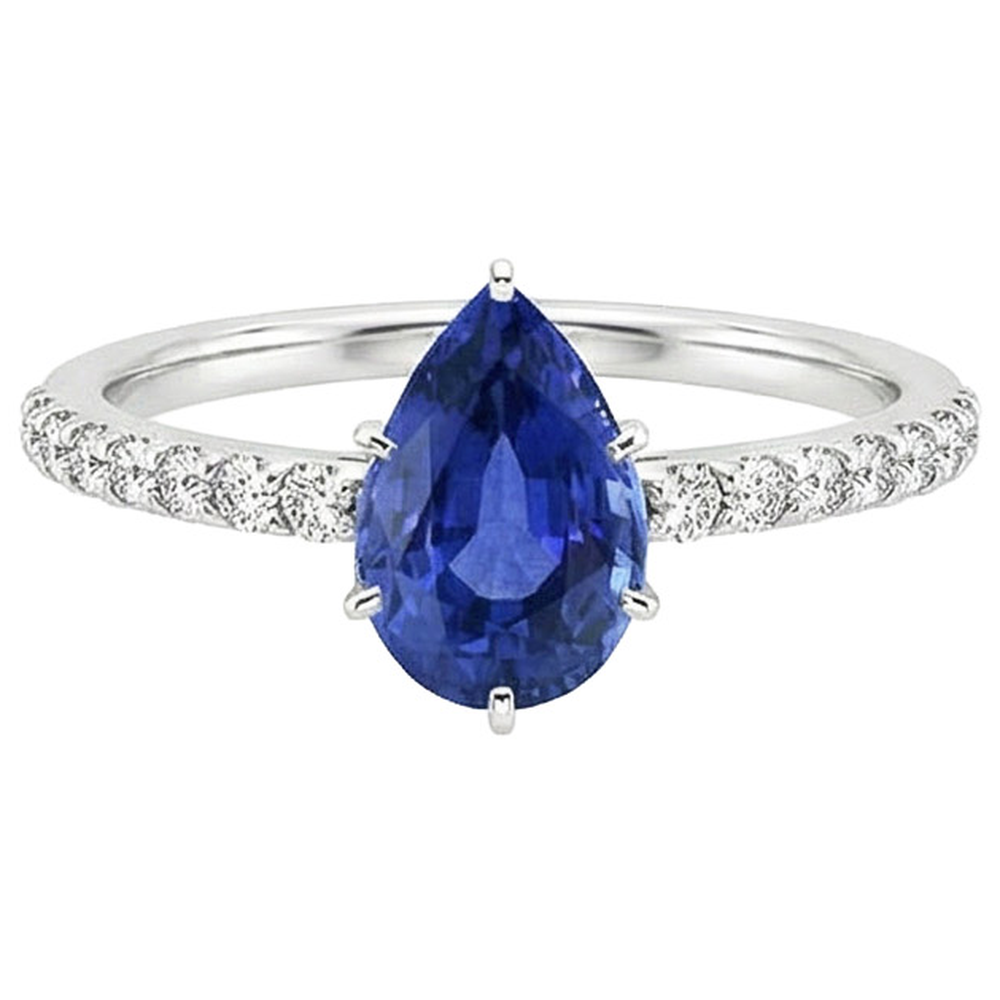 natural round sapphire 5ct ring profile view