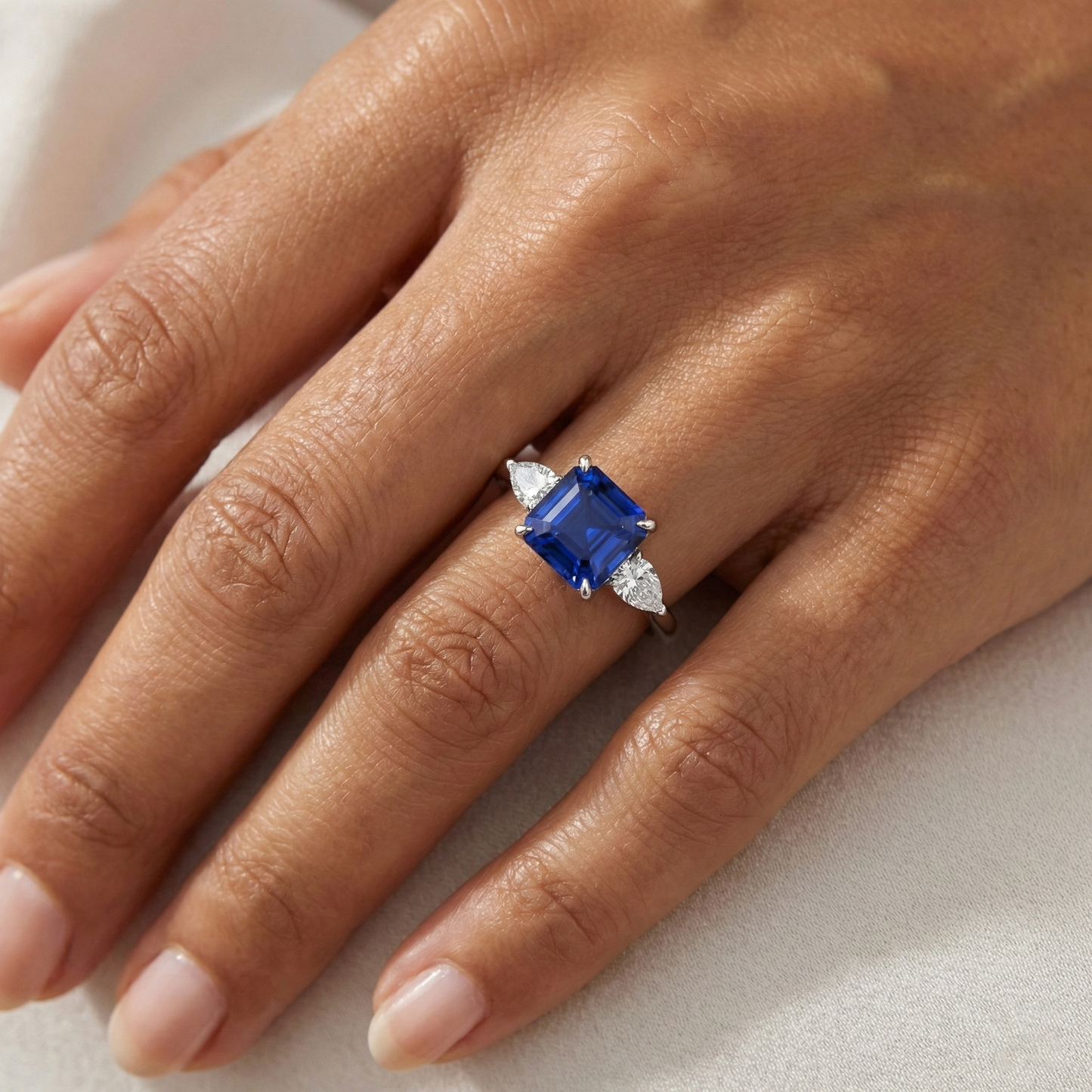 natural cushion sapphire 2.75ct ring with diamond accents