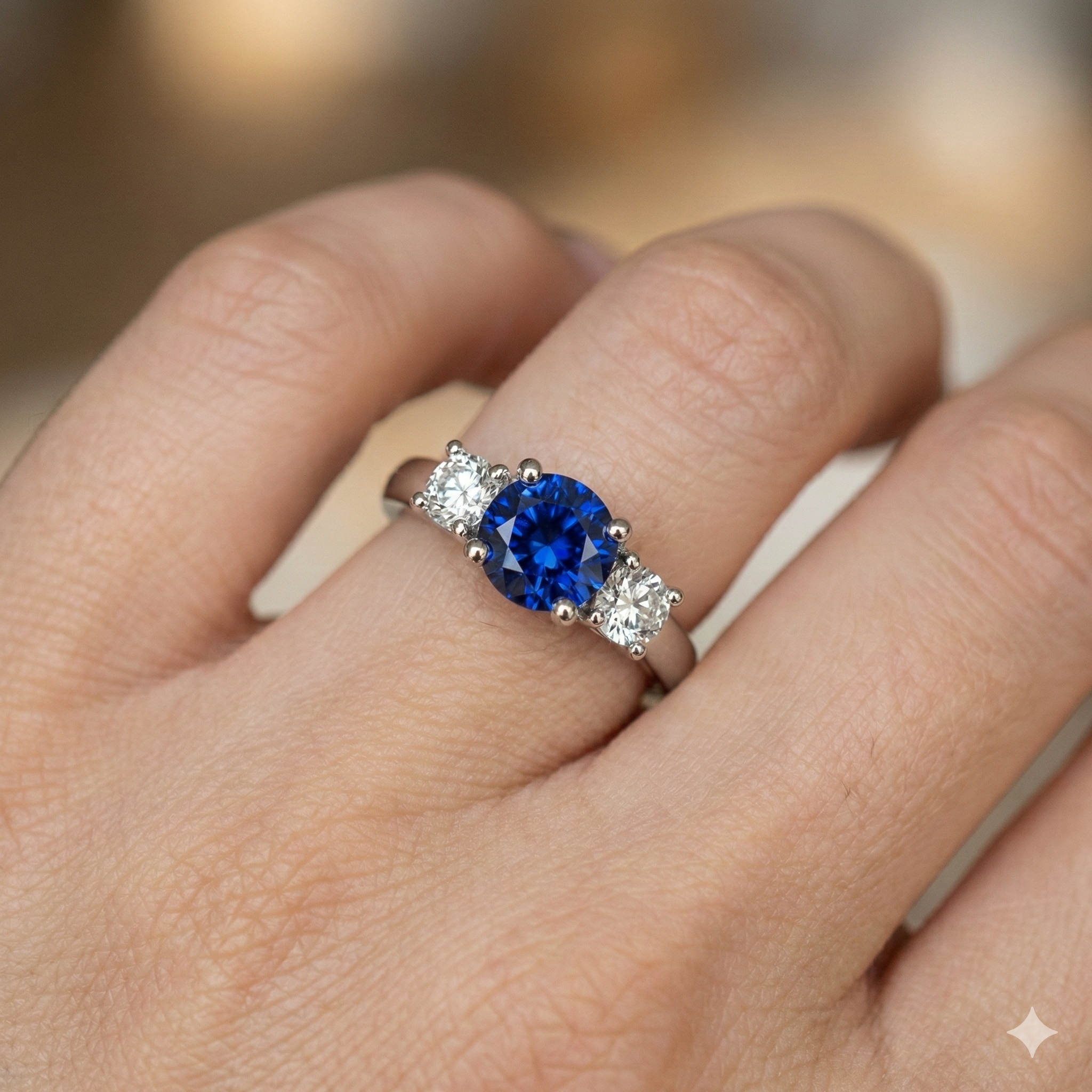 natural round sapphire 1.50ct ring with diamond accents