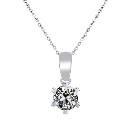 Diamond Antique Cushion Pendant in 14K White Gold – main view