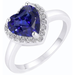 Natural Sapphire Ring 3ct - White Gold 14K