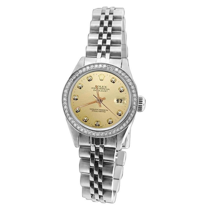 Champagne Diamond Dial Bezel Date Just