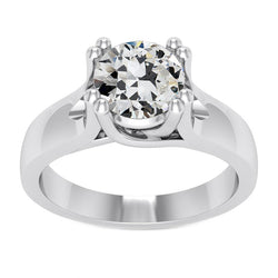 Genuine Old Mine Cut Fine Diamond Single Stone Ring – 2.50 ct in