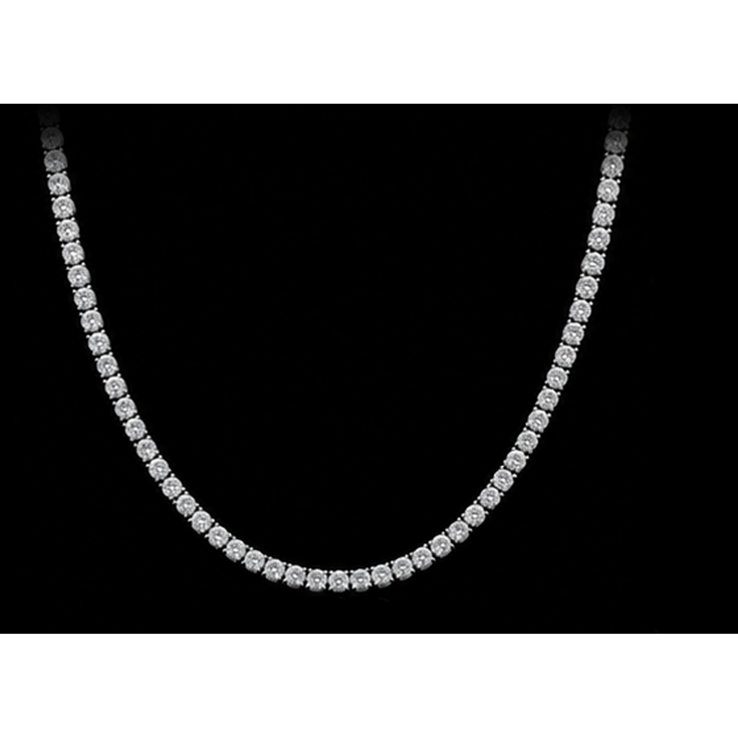Women 14K White Gold Lab Grown Tennis Necklace 22 Inch Chain