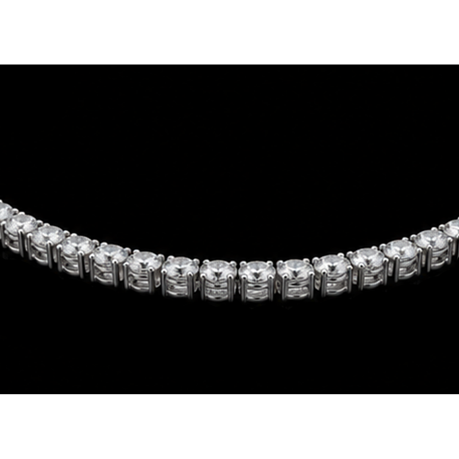 Women 14K White Gold Lab Grown Tennis Necklace 22 Inch Chain