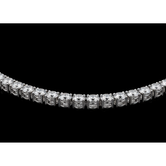 Women 14K White Gold Lab Grown Tennis Necklace 22 Inch Chain