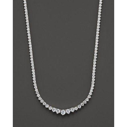 Women 25 Ct Round Brilliant Cut Natural Diamonds Necklace White Gold 14K