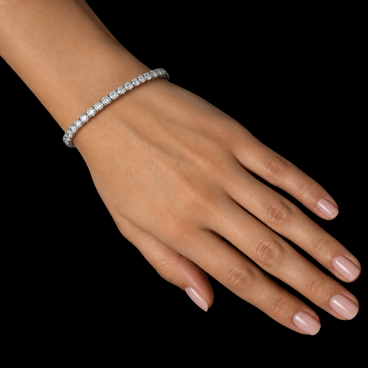 Women 4 Carat Lab Grown Tennis Bracelet 14K White Gold