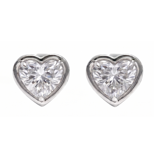 Women Heart Cut Lab Grown Diamonds Stud Earring 2 Carat Prong Setting