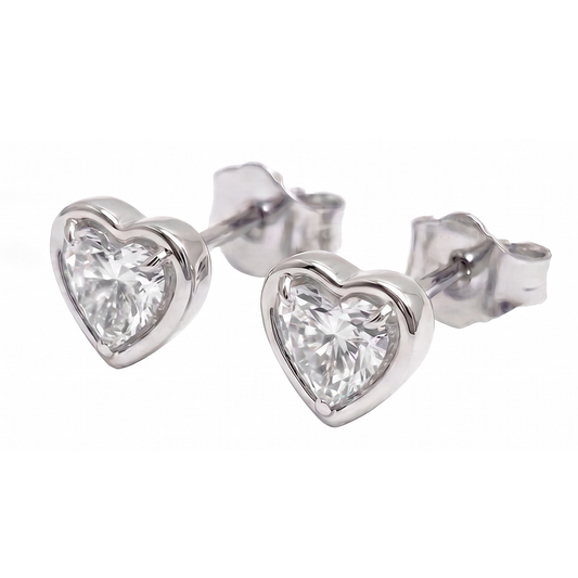 Women Heart Cut Lab Grown Diamonds Stud Earring 2 Carat Prong Setting