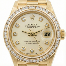 Women Rolex President Datejust Diamond Dial Bezel Watch