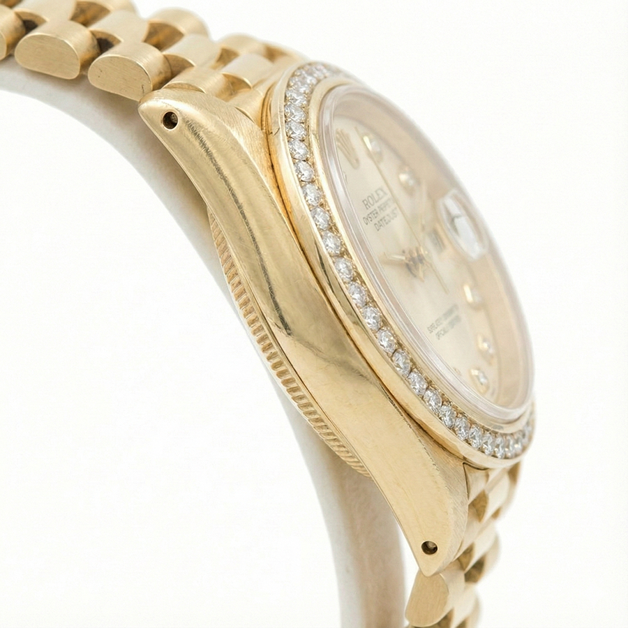 Women Rolex President Datejust Diamond Dial Bezel Watch