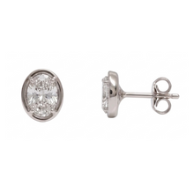 Women Stud Oval Cut Lab Grown Diamonds Earring 1 Carat White Gold 14K
