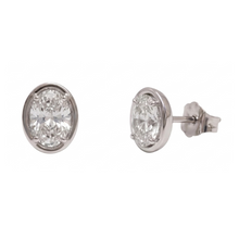 Women Stud Oval Cut Lab Grown Diamonds Earring 1 Carat White Gold 14K
