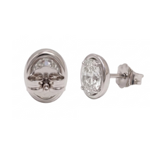 Women Stud Oval Cut Lab Grown Diamonds Earring 1 Carat White Gold 14K