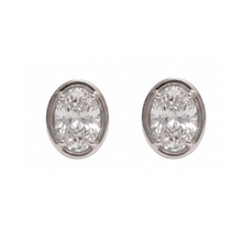Women Stud Oval Cut Lab Grown Diamonds Earring 1 Carat White Gold 14K