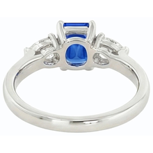 Women's 3 Stone Ring Emerald Ceylon Sapphire & Pear Natural Earth Mined Diamonds 2 Carats