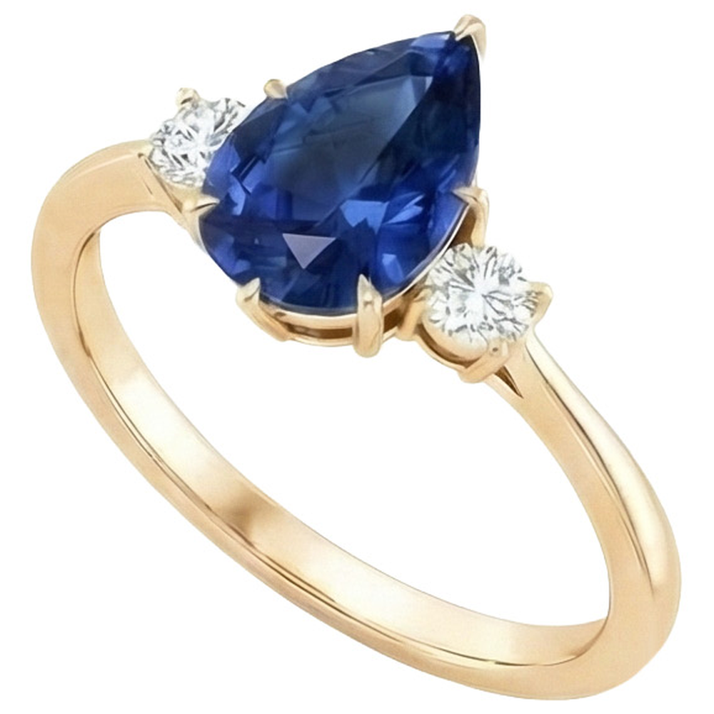 natural round sapphire 6.20ct ring top view