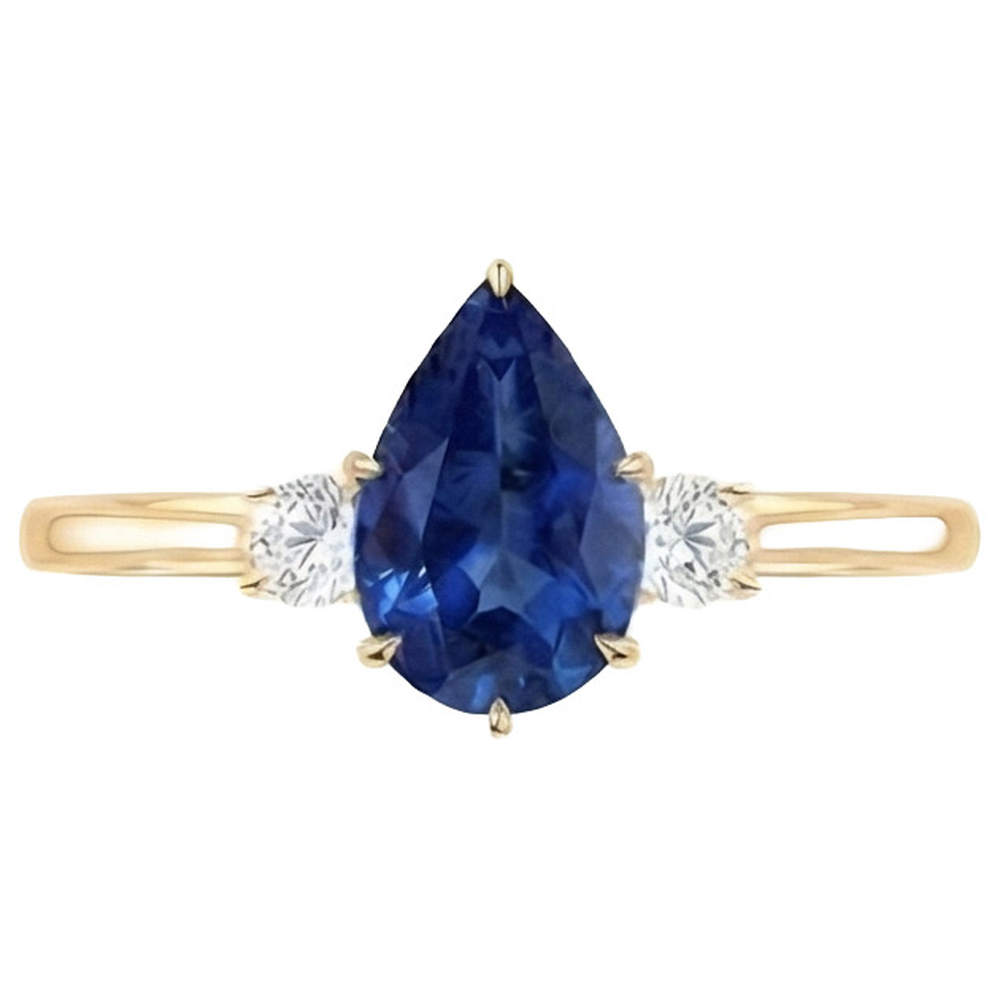 natural round sapphire 6.20ct ring close up detail