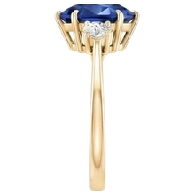 natural round sapphire 6.20ct ring profile view