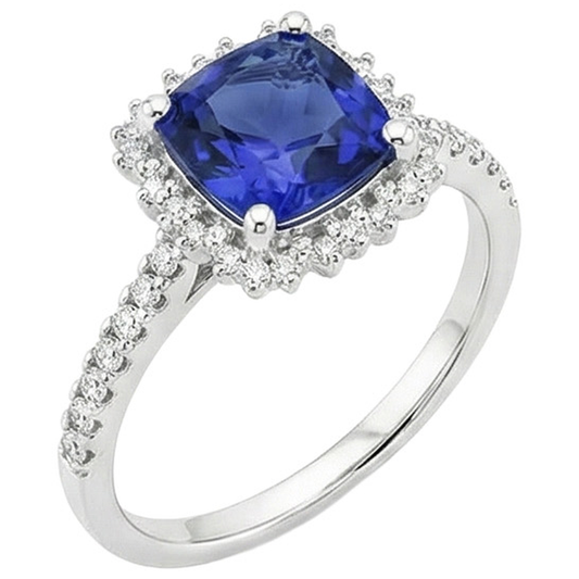 natural round sapphire 2.25ct ring top view