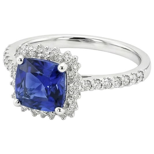 natural round sapphire 2.25ct ring side angle