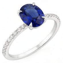 Women's Engagement Ring Oval Blue Sapphire & Natural Earth Mined Diamond Accents 4 Carats