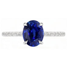 Women's Engagement Ring Oval Blue Sapphire & Natural Earth Mined Diamond Accents 4 Carats