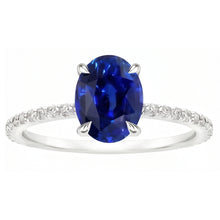 Women's Engagement Ring Oval Blue Sapphire & Natural Earth Mined Diamond Accents 4 Carats