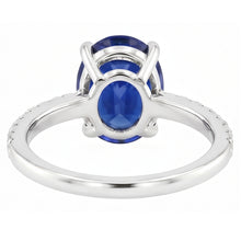 Women's Engagement Ring Oval Blue Sapphire & Natural Earth Mined Diamond Accents 4 Carats