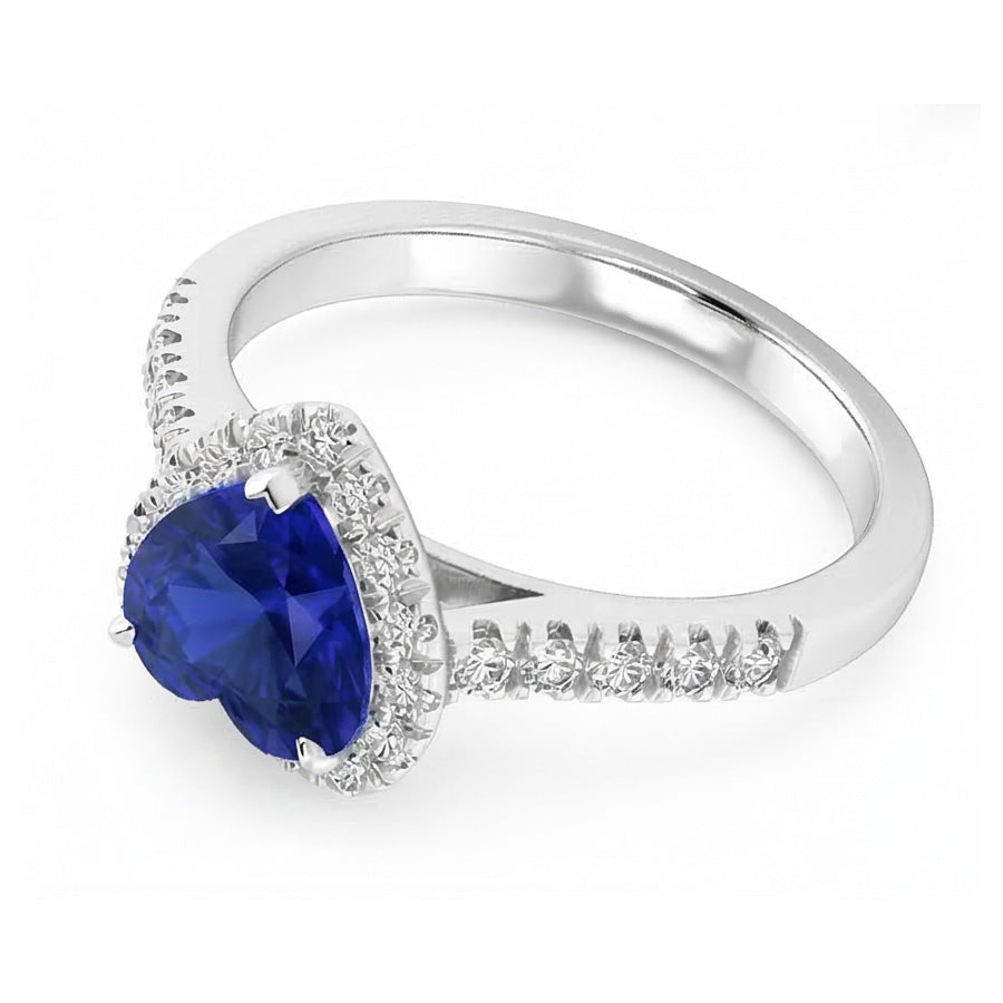 natural round sapphire 3.50ct ring close up detail