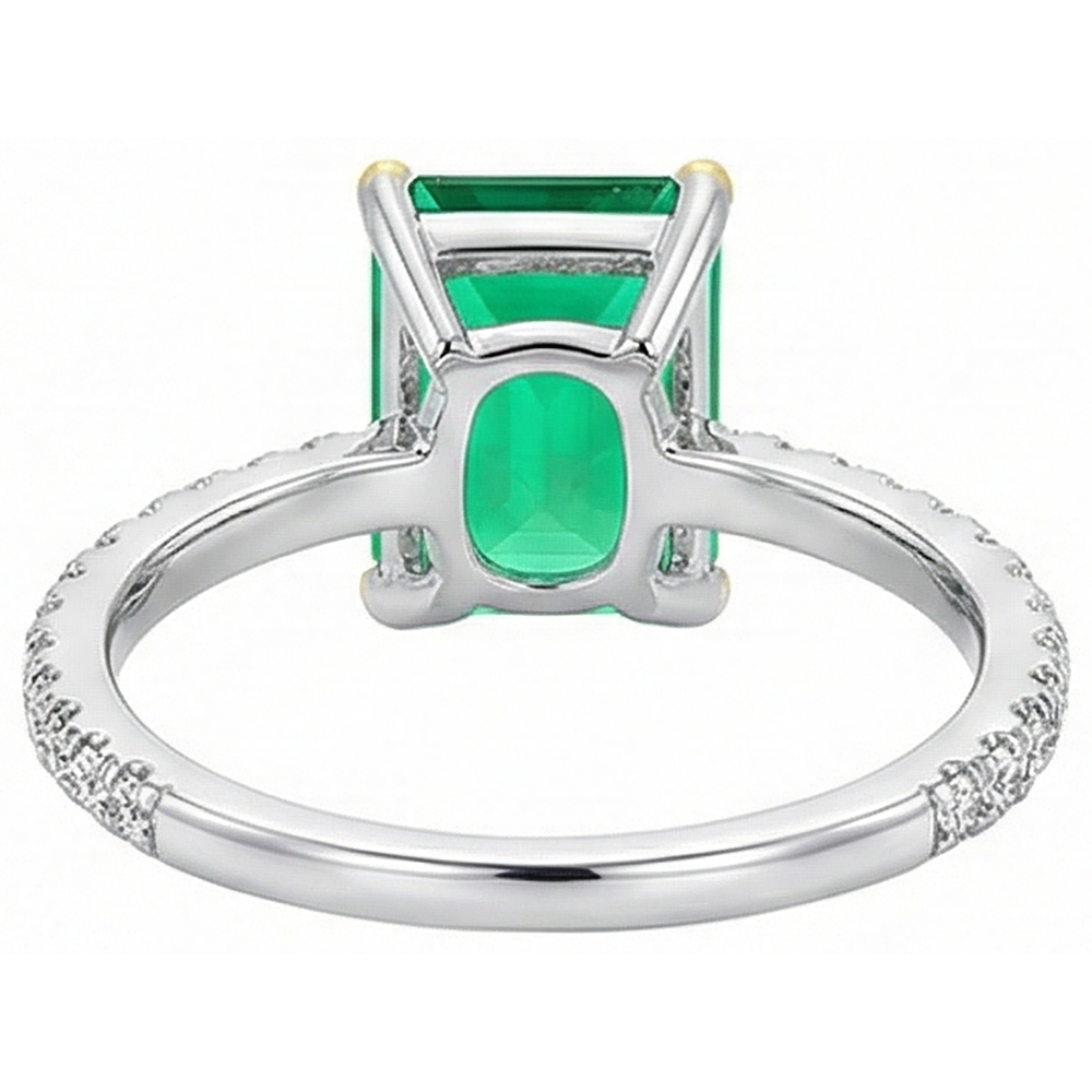 Authentic Emerald Precious Stone Ring 2 ct Two-Tone 14K Gold – top view