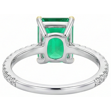 Authentic Emerald Precious Stone Ring 2 ct Two-Tone 14K Gold – top view