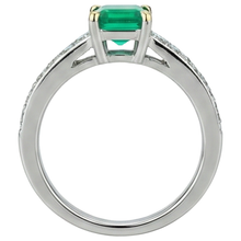 Emerald Emerald Cut Colored Stone Ring in Two-Tone 14K Gold – top view